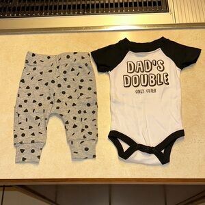 Black and White Bodysuit with Short Sleeves and Bold Text